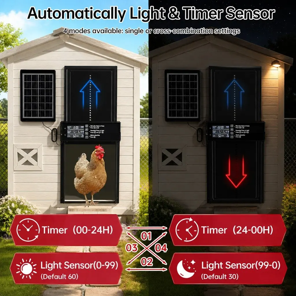 Solar-Powered Automatic Chicken Coop Door with Timer