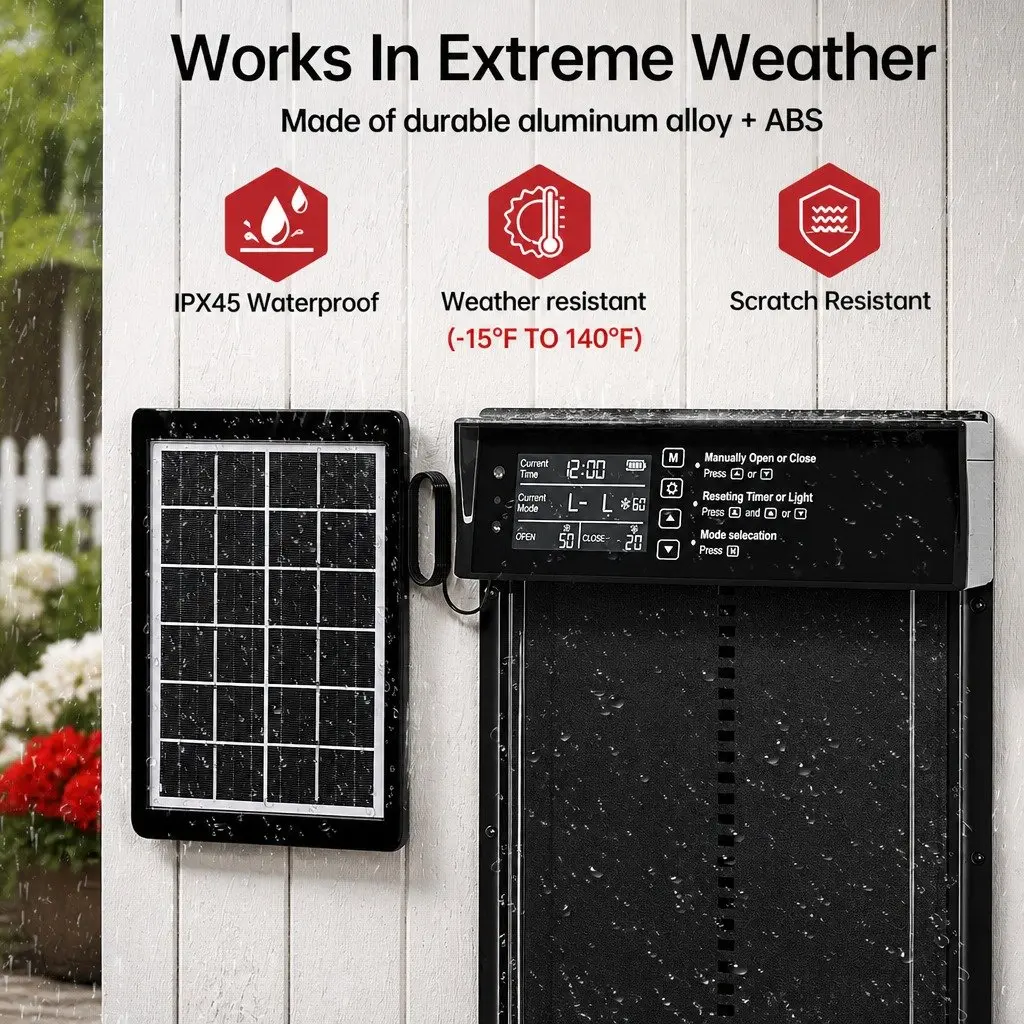 Solar-Powered Automatic Chicken Coop Door with Timer