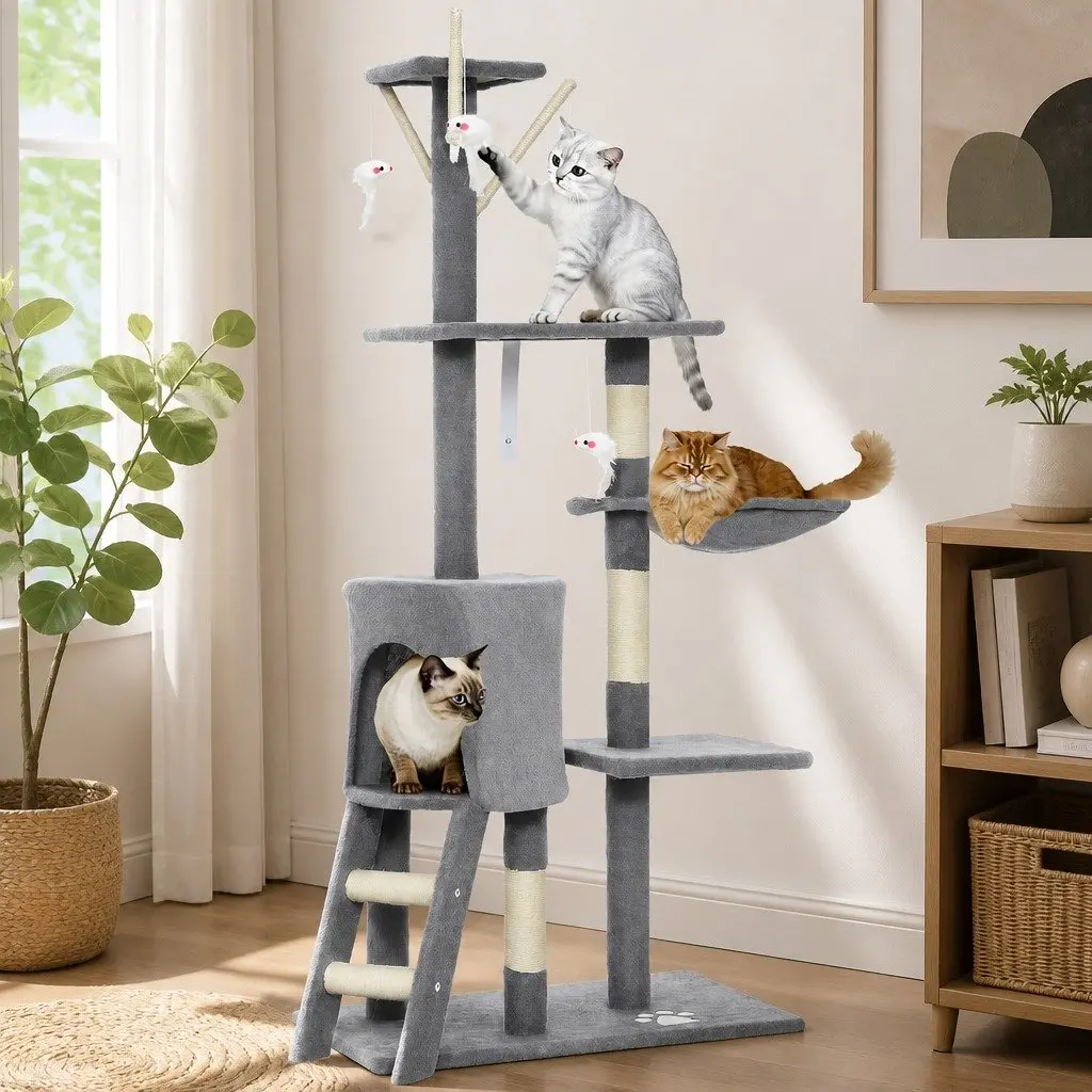 134cm Cat Tree with Plush Perch & Sisal Posts
