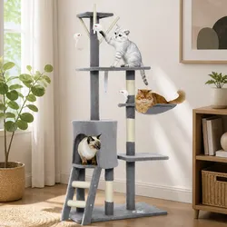 134cm Cat Tree Indoor Cats Hammock Plush Perch Sisal Scratching Posts Kittens