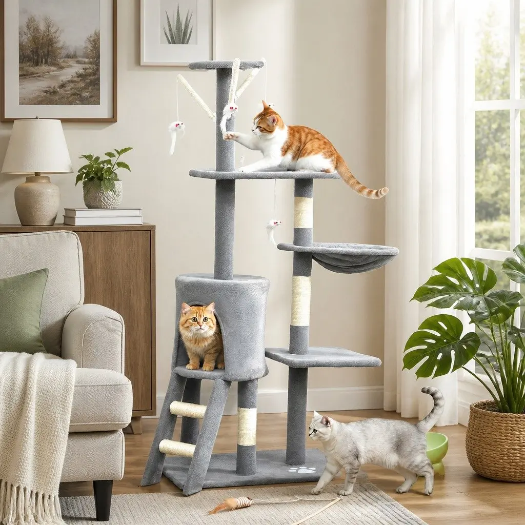 134cm Cat Tree with Plush Perch & Sisal Posts