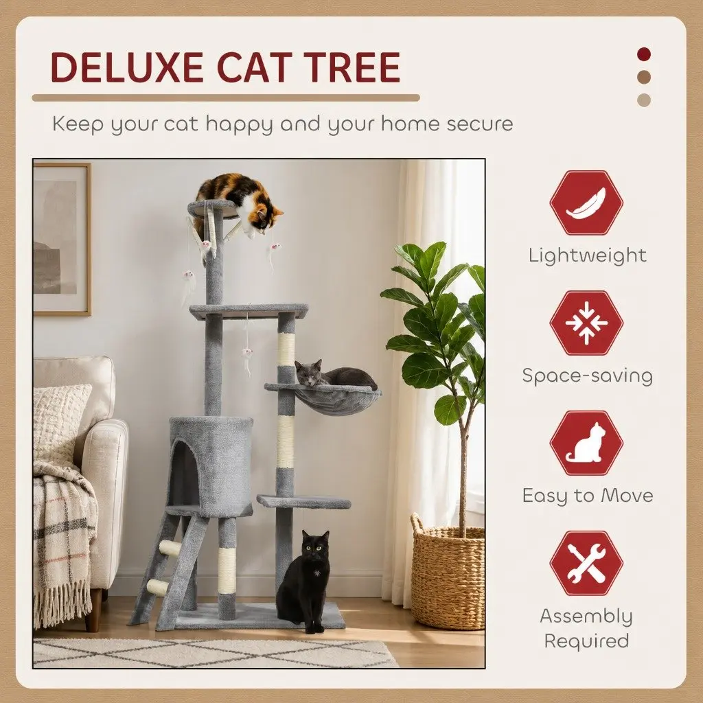 134cm Cat Tree with Plush Perch & Sisal Posts