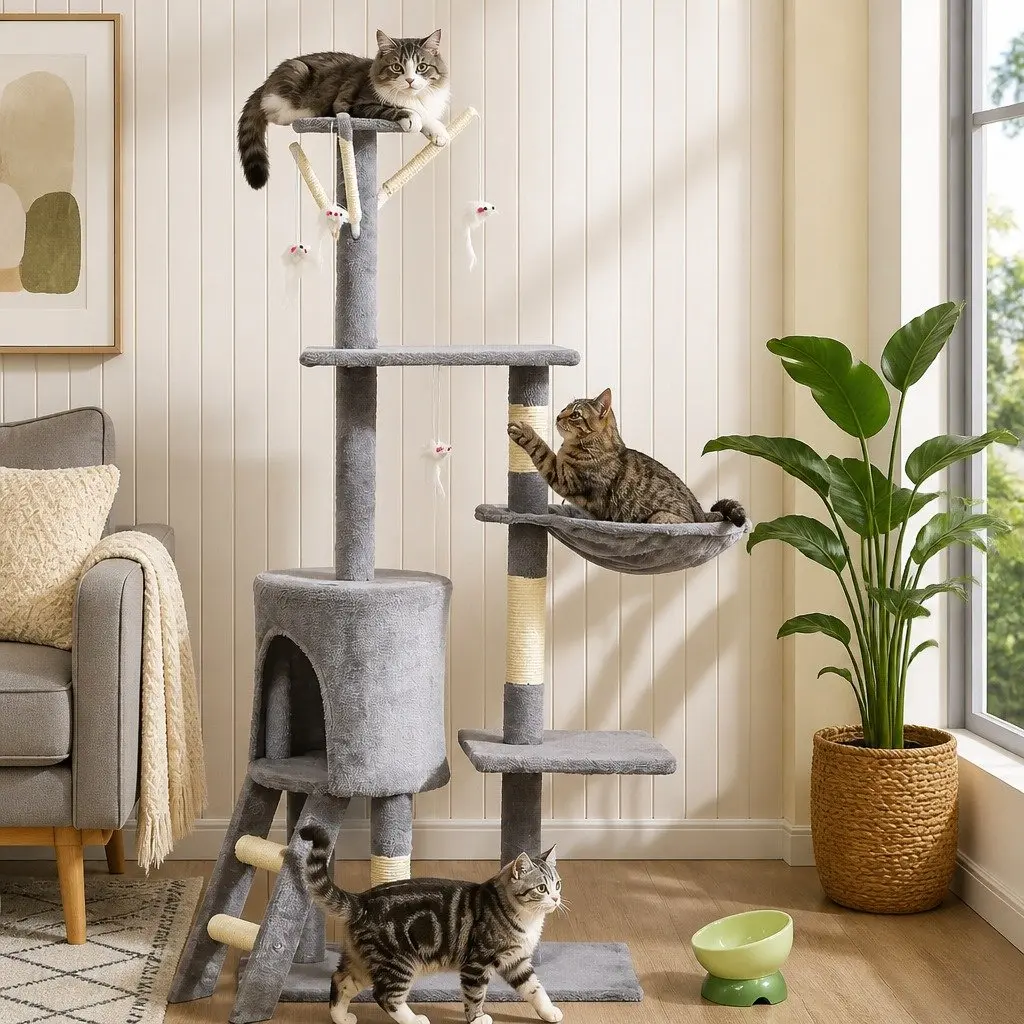 134cm Cat Tree with Plush Perch & Sisal Posts