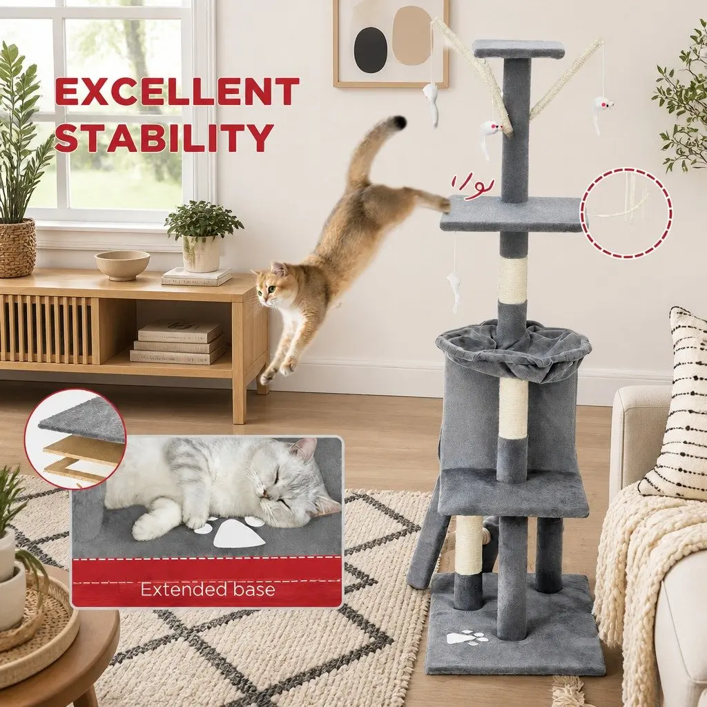 134cm Cat Tree with Plush Perch & Sisal Posts