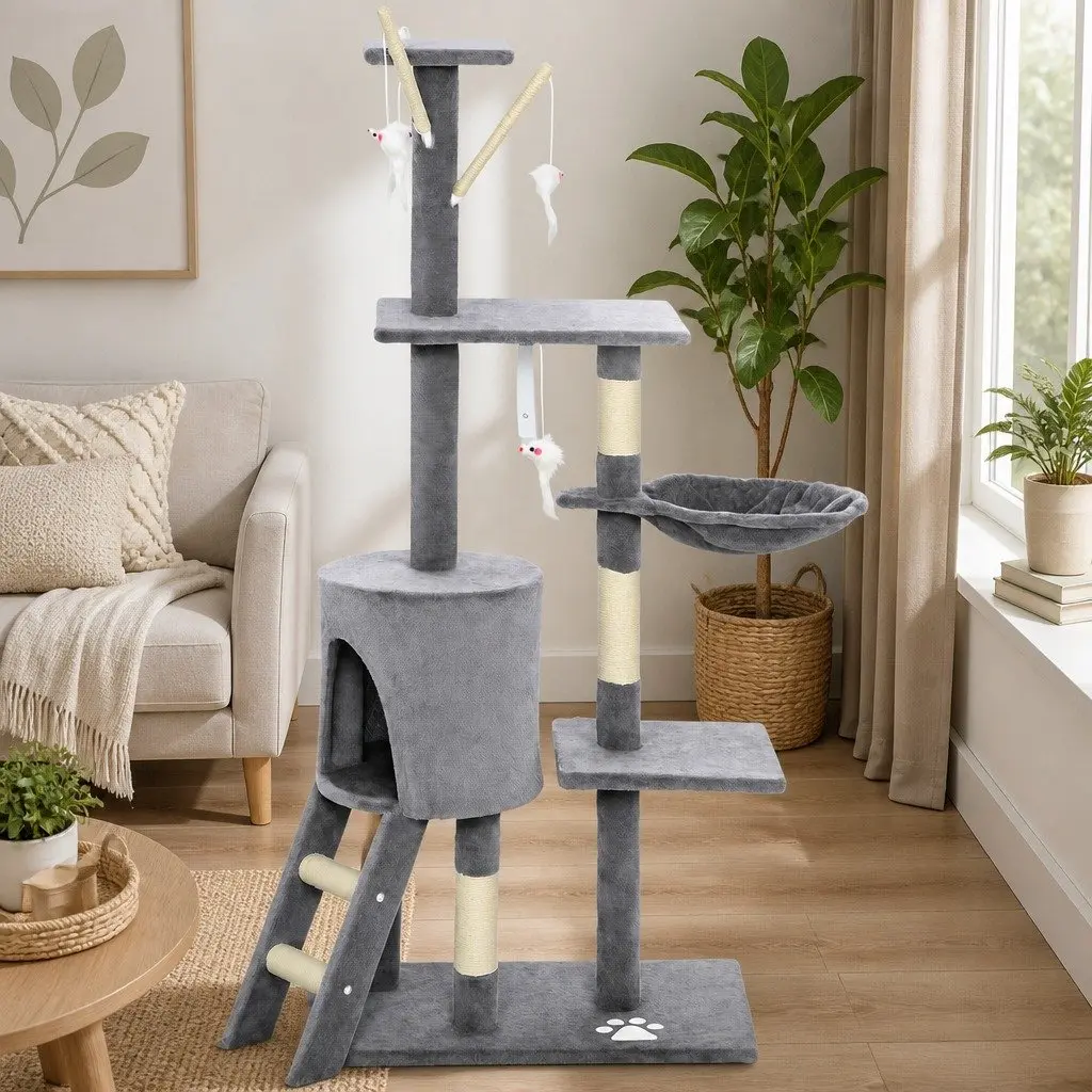 134cm Cat Tree with Plush Perch & Sisal Posts