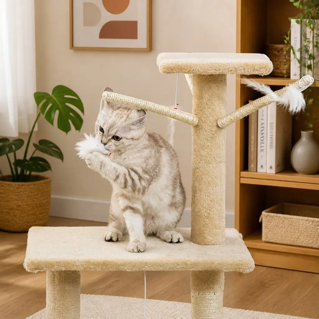 Indoor Cat Tree 134cm with Sisal Posts and Plush Perch
