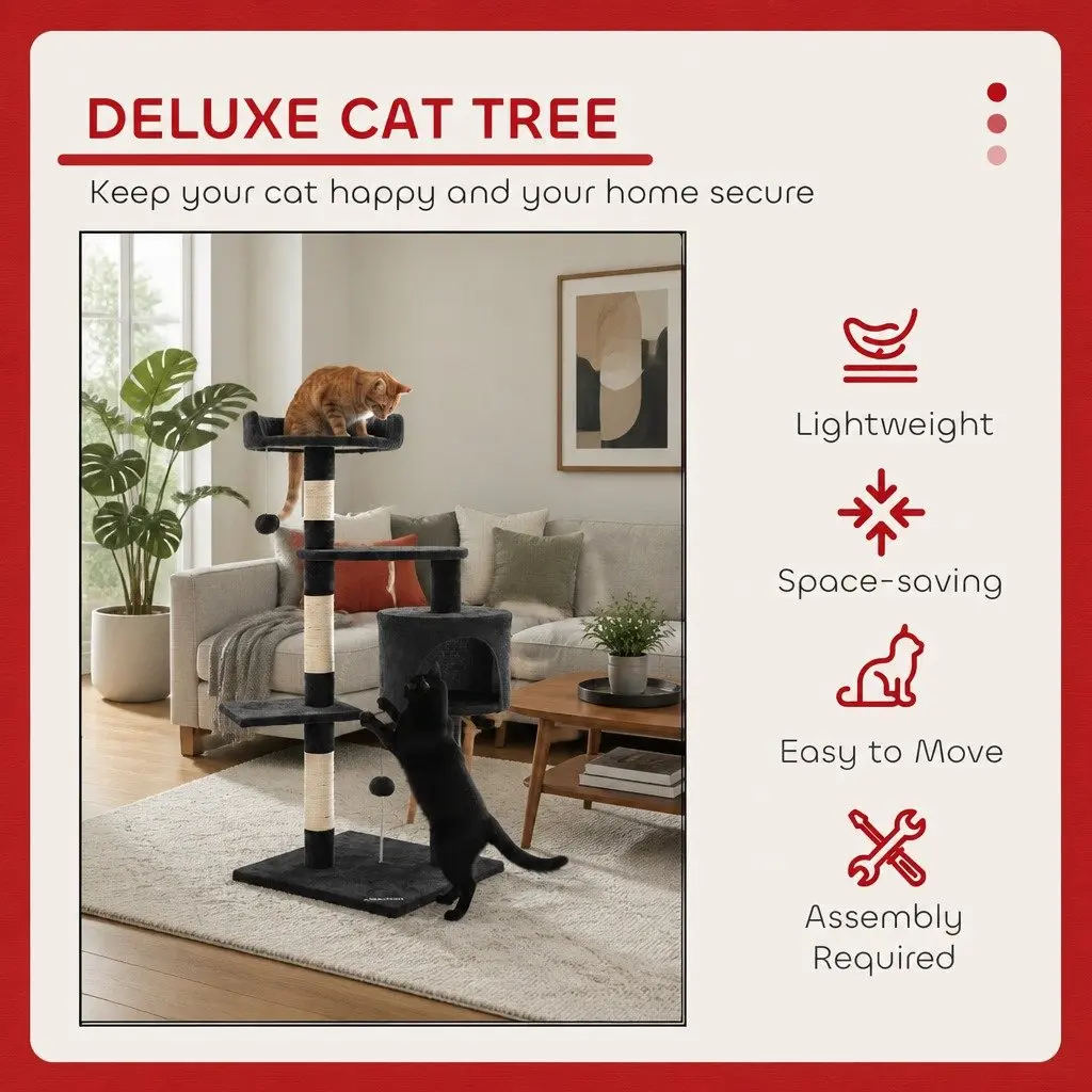 140cm Cat Tree for Indoor Cats with Plush Perches