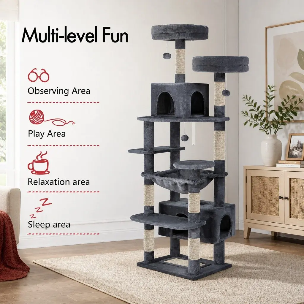 Cat Tree Tower 180cm with Plush Perches
