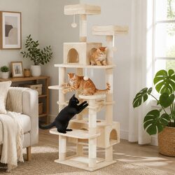 Cat Tree Tower 180cm Indoor Cats Plush Perches Dual Condos Sisal Scratching