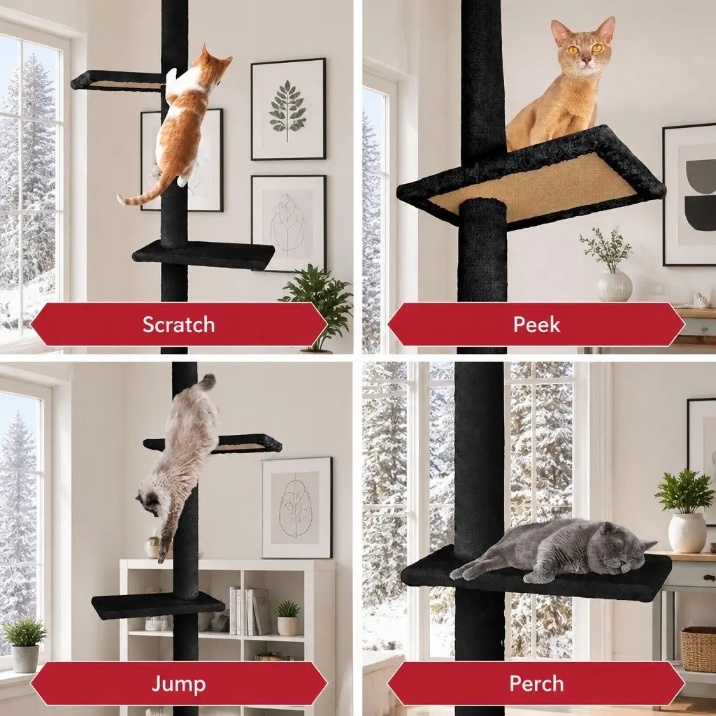 Adjustable Height Cat Tree Tower for Indoor Use