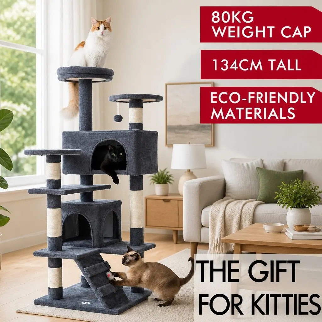 Cat Tree Tower 180cm for Indoor Cats with Plush Perches