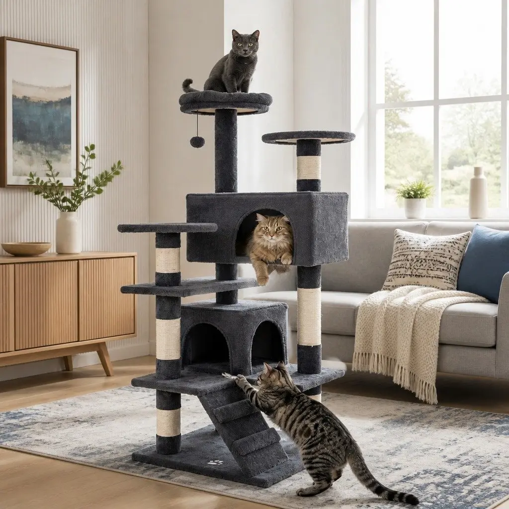 Cat Tree Tower 180cm for Indoor Cats with Plush Perches