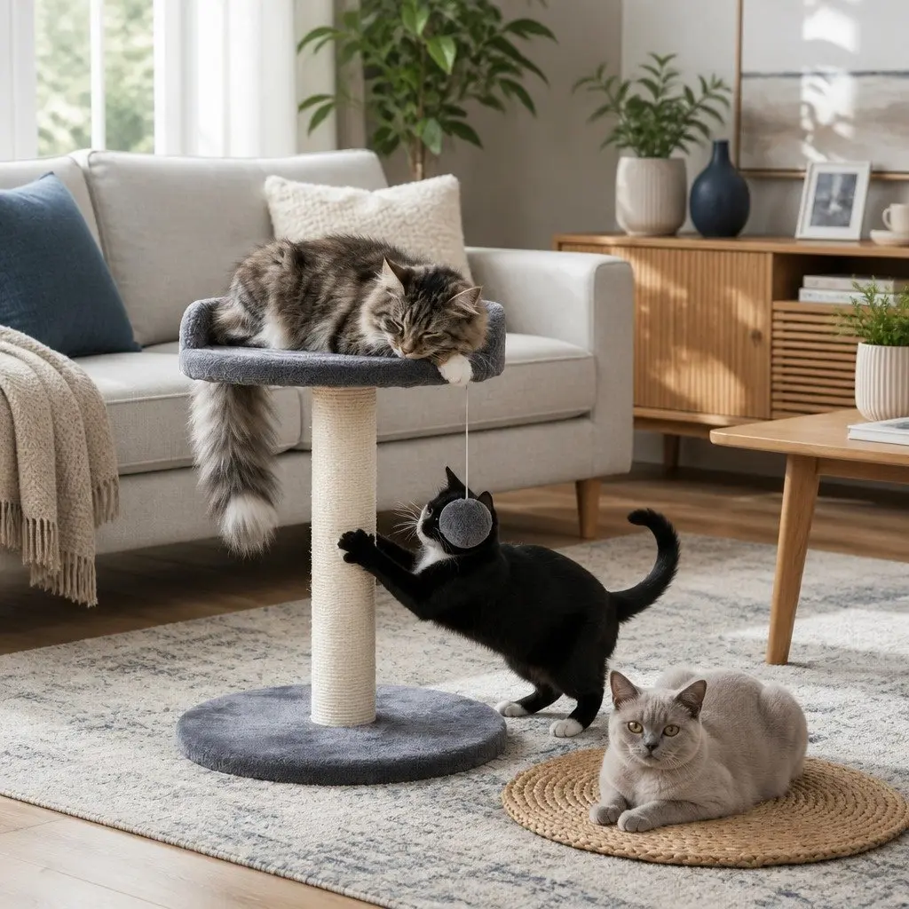 Cat Tree Tower with Plush Perch and Scratching Post