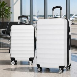 Durable Hard Shell Luggage Set with TSA Lock - White