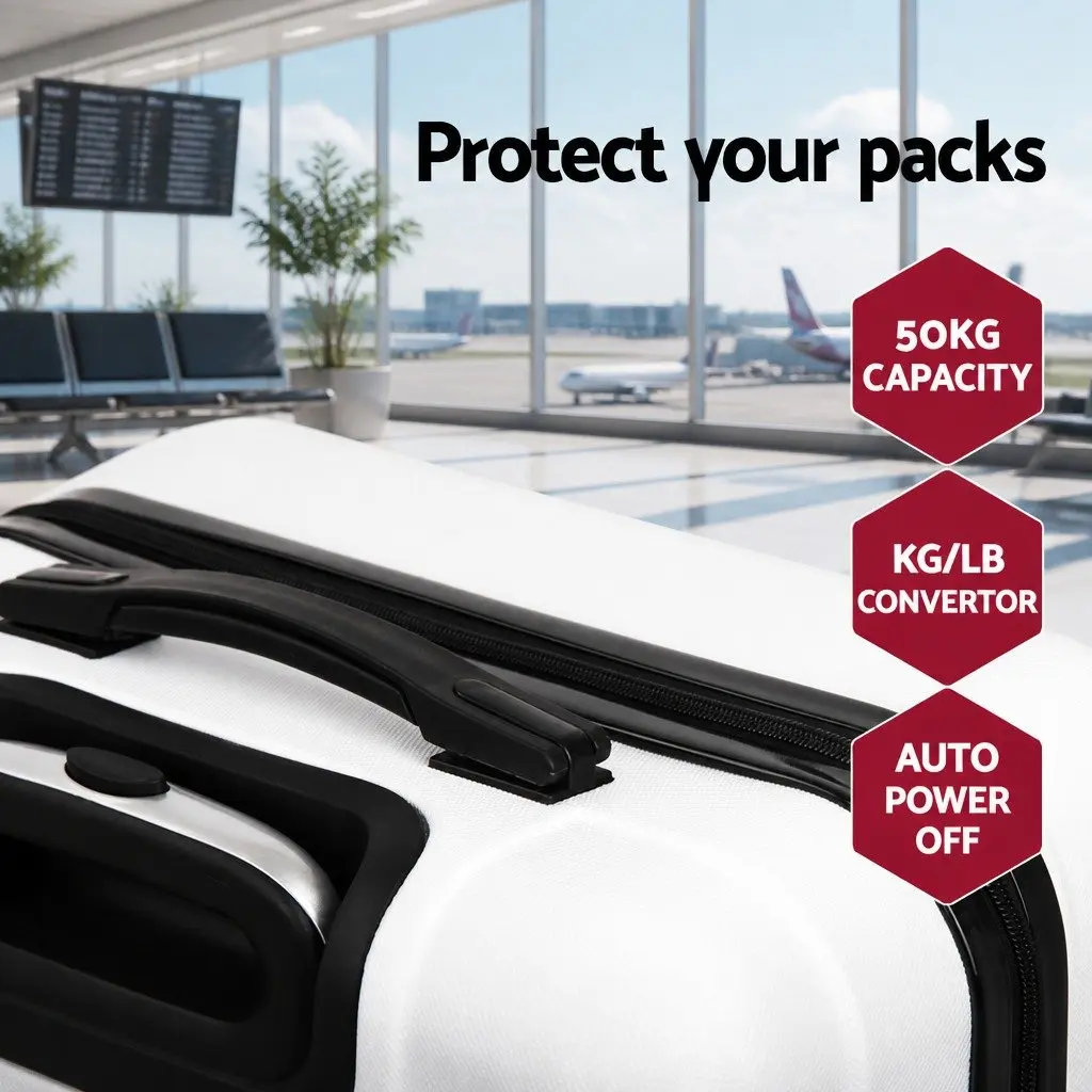 Hard Shell Luggage Set 2 Piece 20" 28" Carry On Suitcase TSA Lock Spinner White
