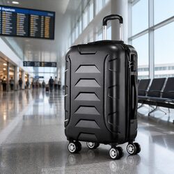 20 Inch Hard Shell Luggage Carry On Suitcase with Spinner Wheels Code Lock Black