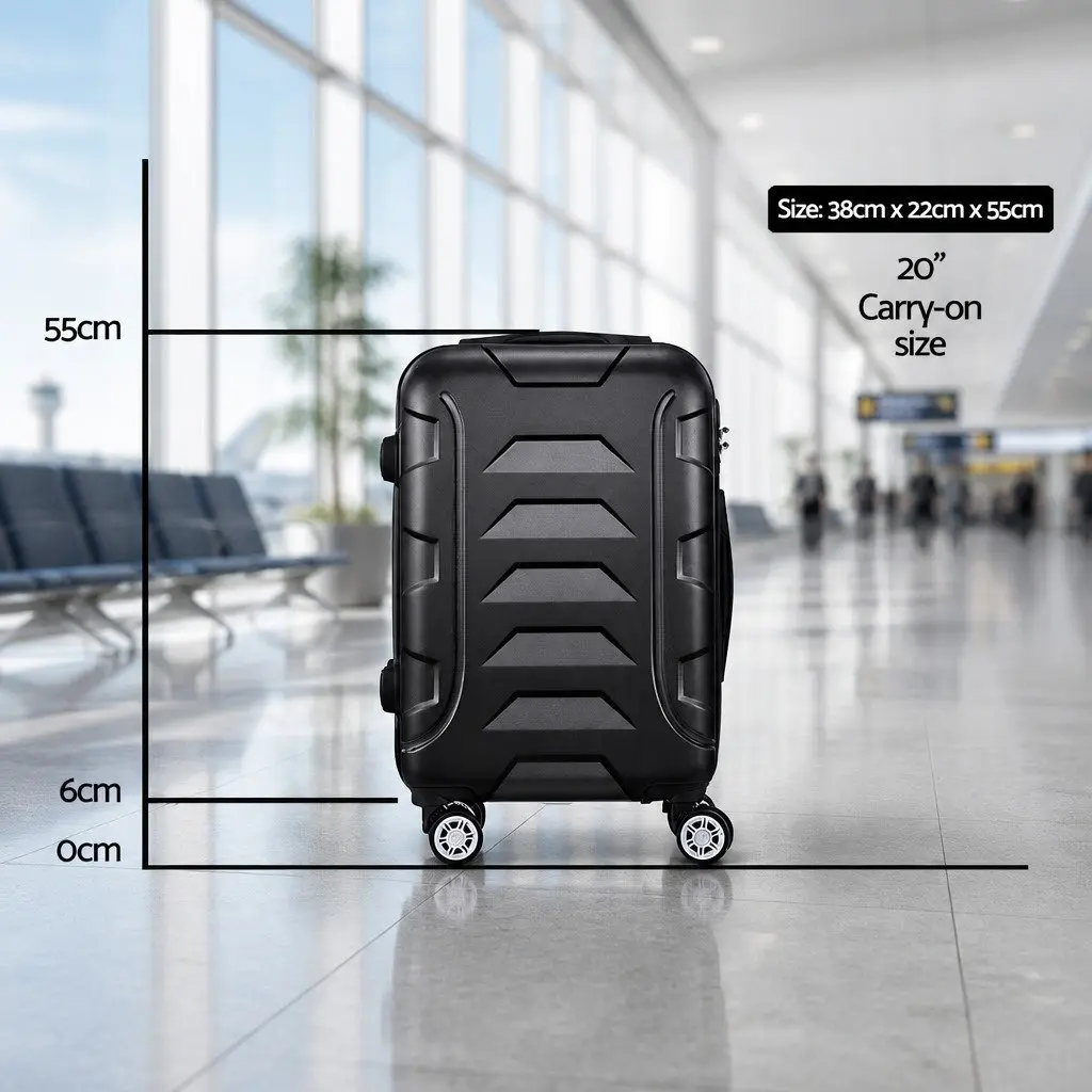 20 Inch Black Hard Shell Carry On Suitcase