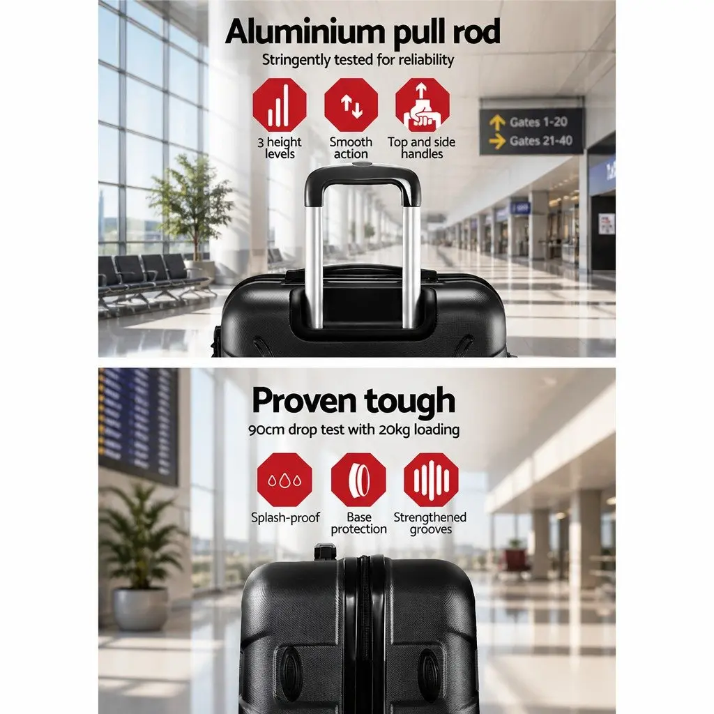 20 Inch Black Hard Shell Carry On Suitcase