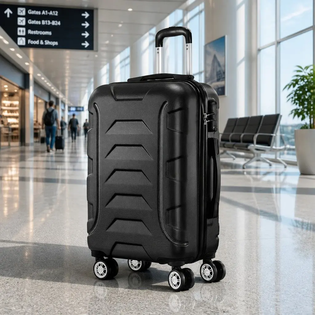 20 Inch Black Hard Shell Carry On Suitcase
