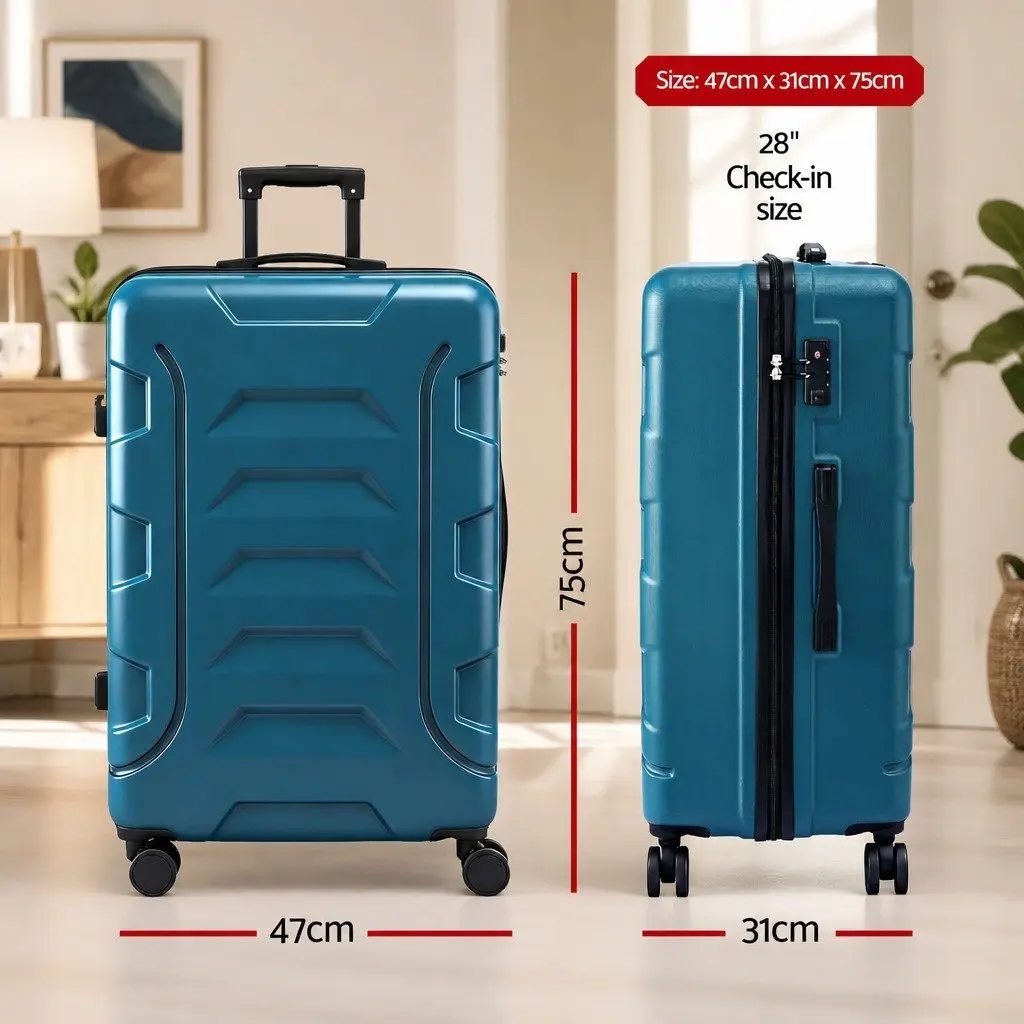 Luggage Suitcase Hard Case 28 Inch Lightweight Teal