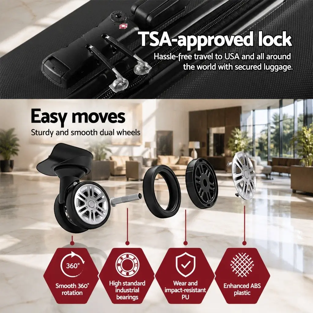 3-Piece Hard Shell Luggage Set with Spinner Wheels