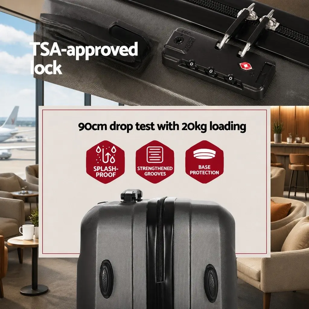 Luggage Set Hard Shell ABS 20 Inch 12 Inch Dark Grey