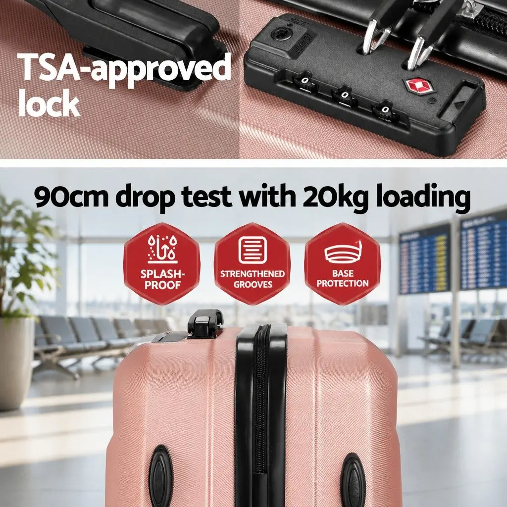 Luggage Set Hard Shell ABS 20 Inch 12 Inch Rose Gold