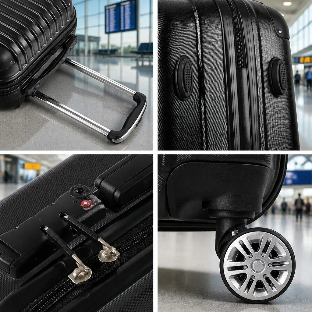 24 Inch Suitcase Hard Shell ABS Black