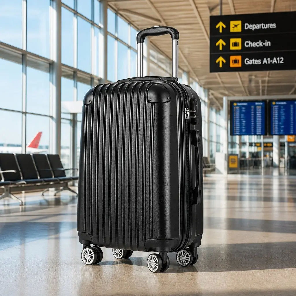 24 Inch Suitcase Hard Shell ABS Black