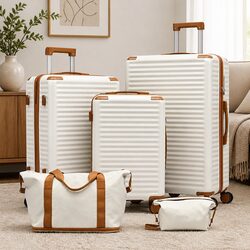 Durable 5-Piece Travel Luggage Set with Trolley System