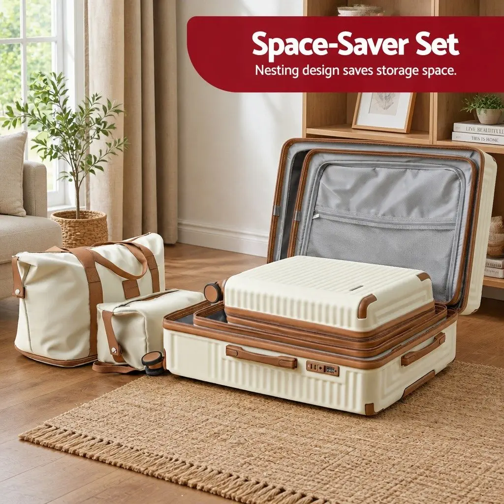 5-Piece Travel Luggage Set with Trolley System