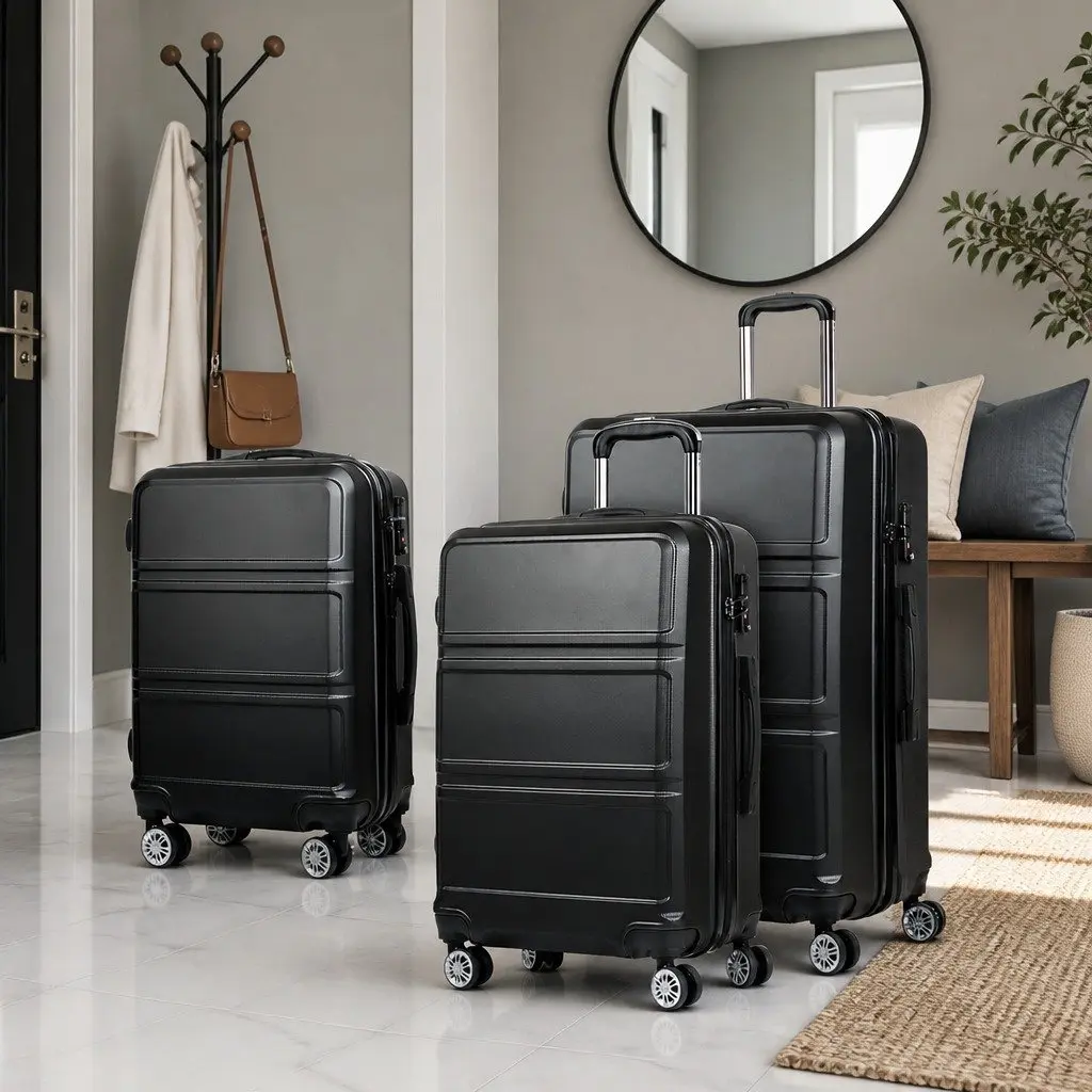 3 Piece Luggage Set 20 24 28 Inch Hard Shell Suitcase TSA Lock Spinner Wheels