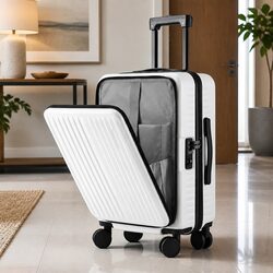 20" White Carry On Luggage with Spinner Wheels & Locks