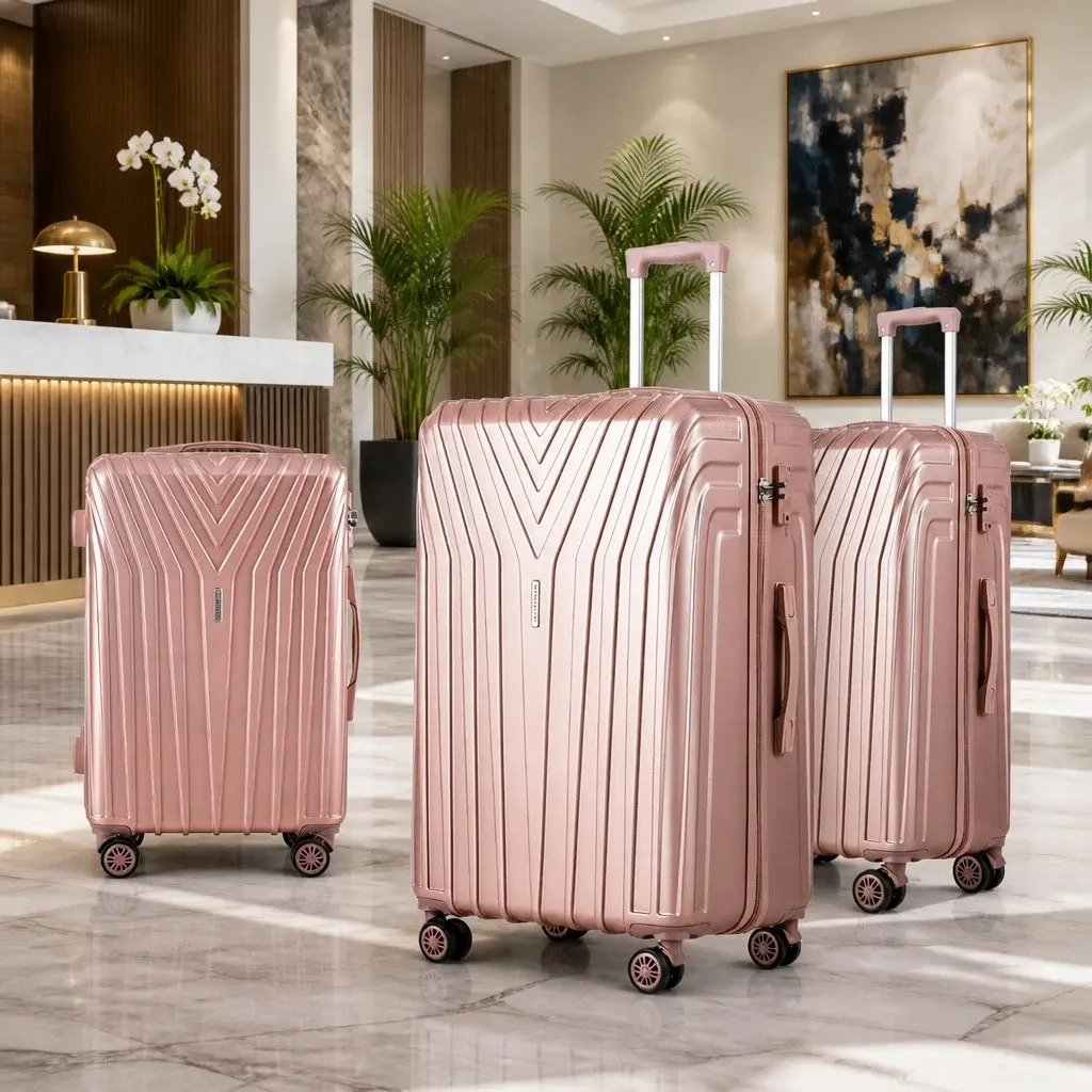 3-Piece Hard Shell Luggage Set in Pink