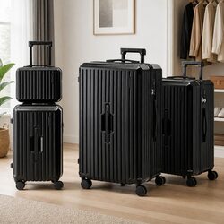 4-Piece Durable Trunk Luggage Set with Spinner Wheels