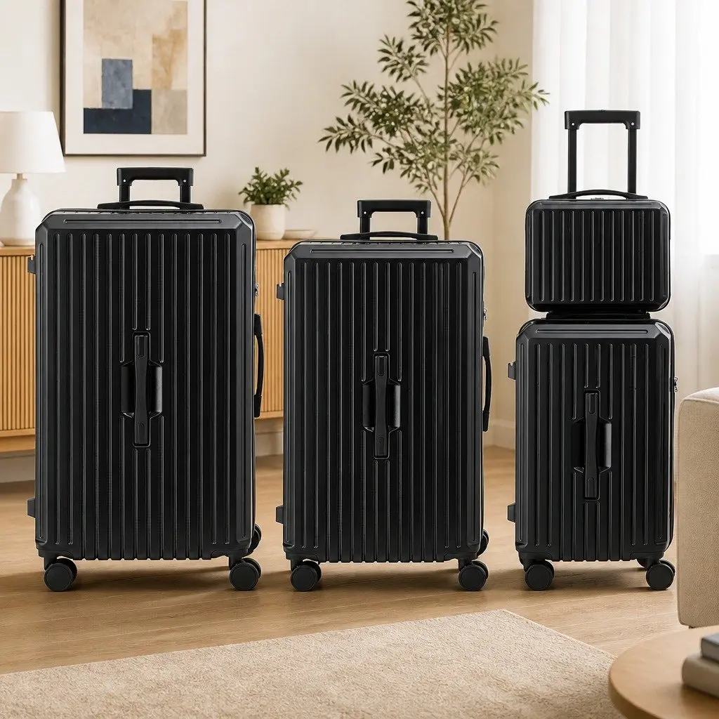 Luggage Suitcase Set ABS 4 Piece Travel Carry On Case Black