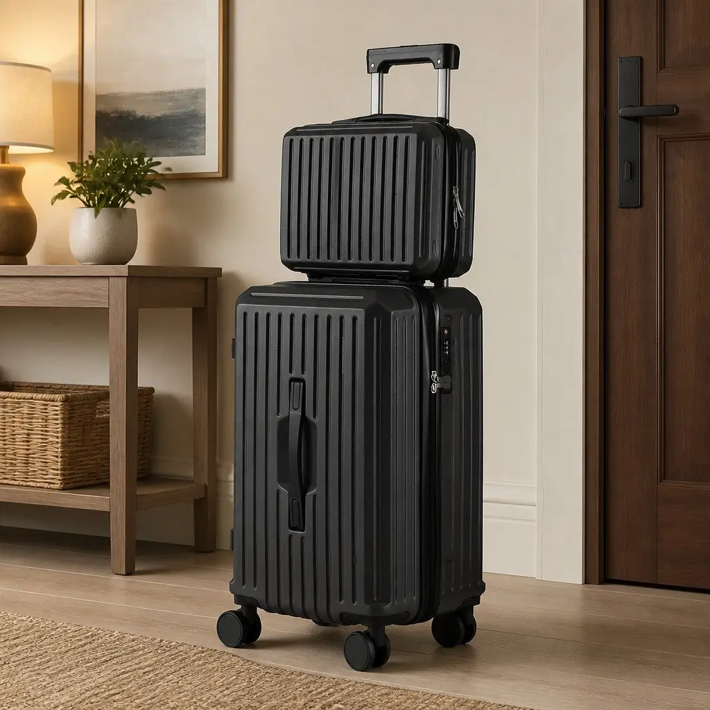 2-Piece Black Hard Shell Luggage Set with TSA Lock