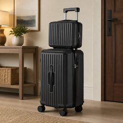 Premium 2-Piece Black Hard Shell Luggage Set with TSA Lock