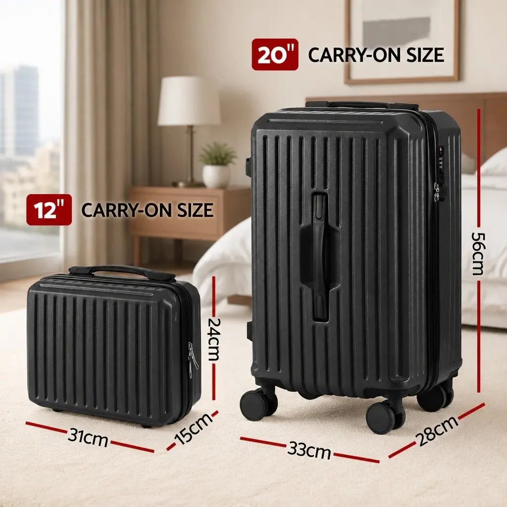 2-Piece Black Hard Shell Luggage Set with TSA Lock