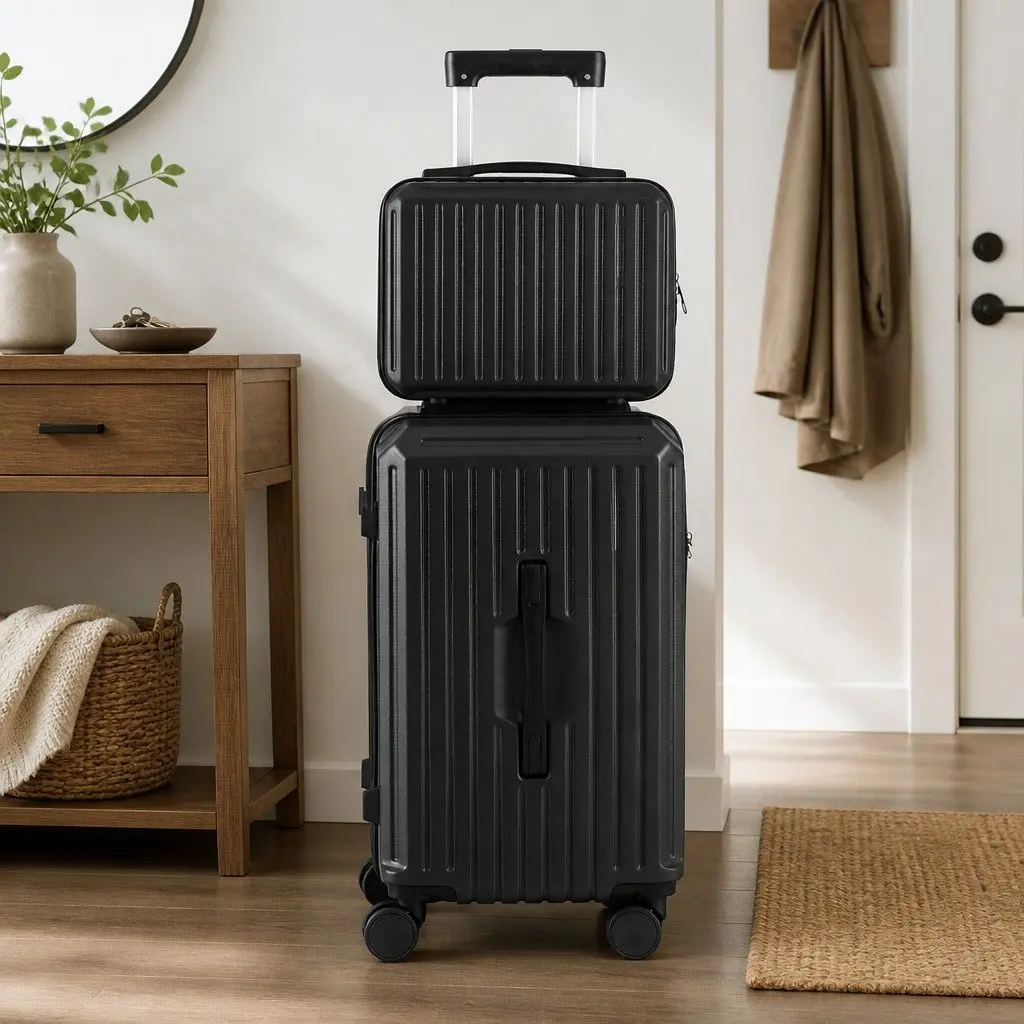 2-Piece Black Hard Shell Luggage Set with TSA Lock