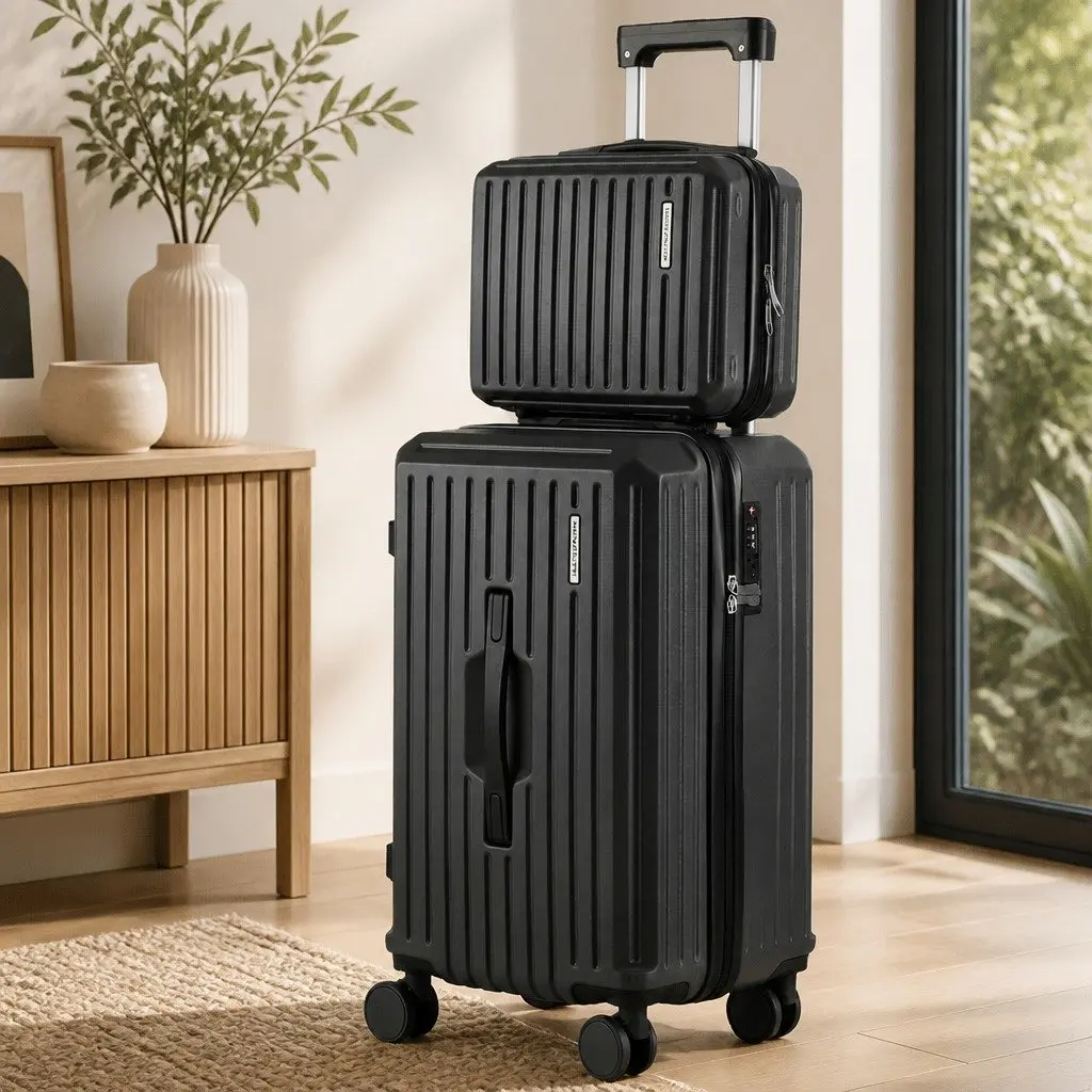 2-Piece Black Hard Shell Luggage Set with TSA Lock