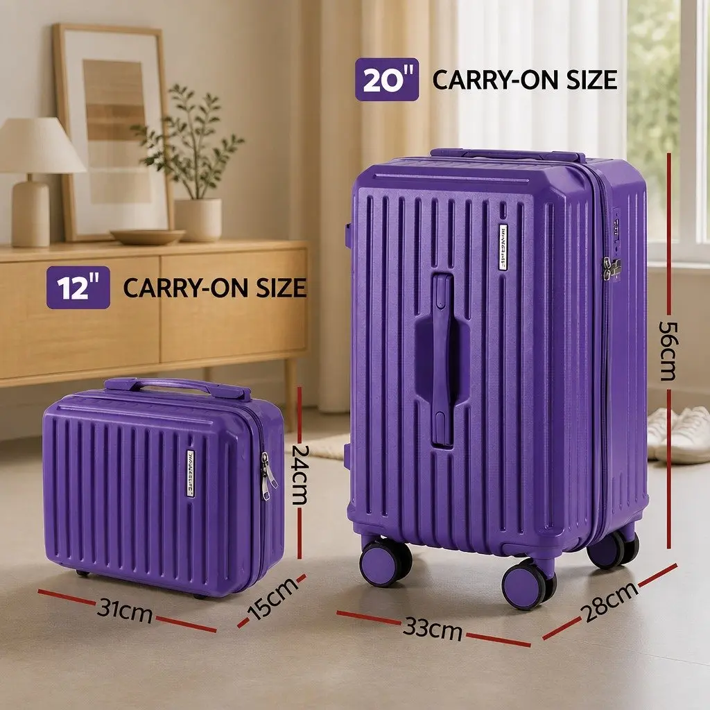 Trunk Luggage Suitcase Set Hard Shell ABS 12" 20" Purple