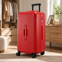 Durable 28" Red Trunk Luggage Suitcase with USB Ports