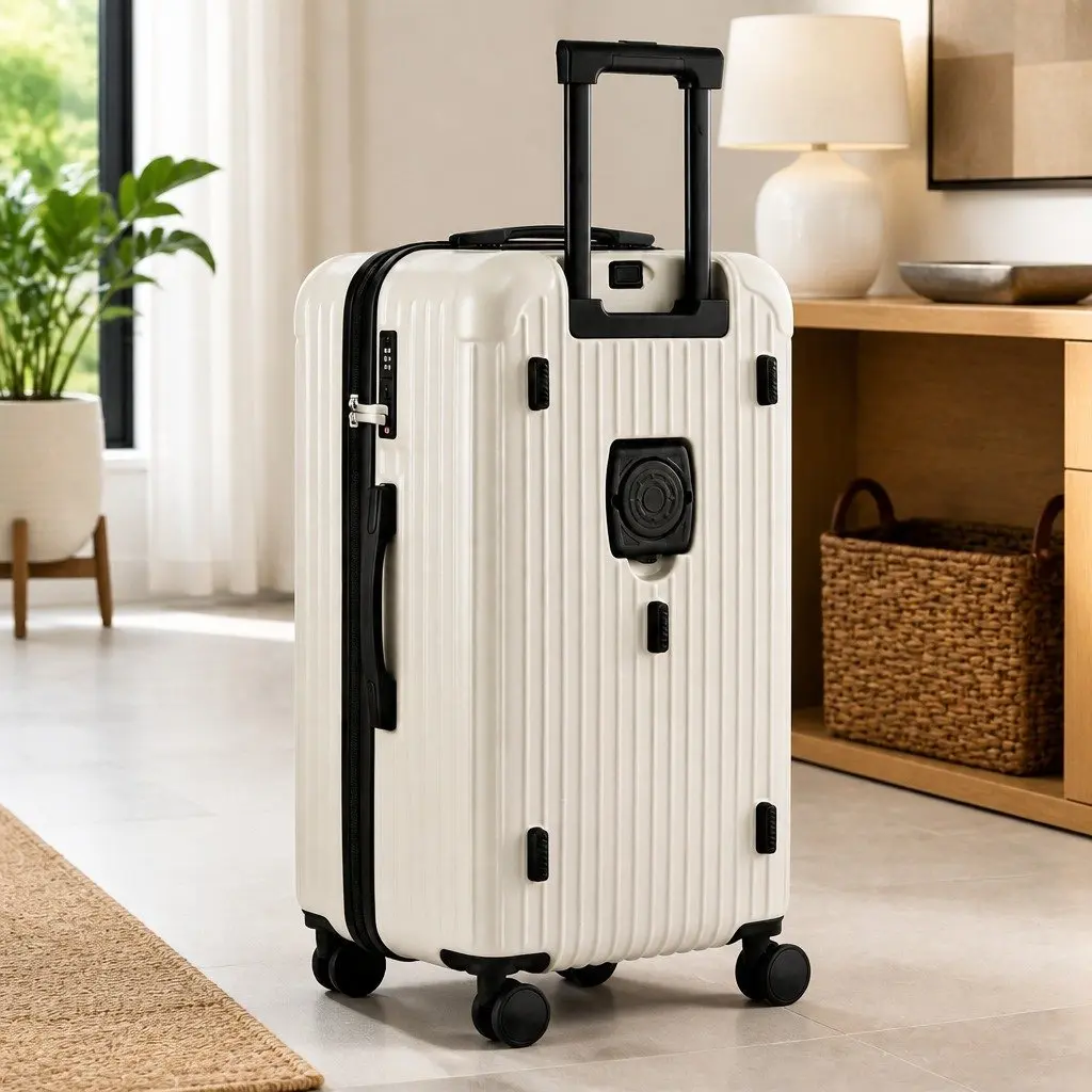 28" Trunk Luggage Suitcase Hard Shell ABS PC Smoky White