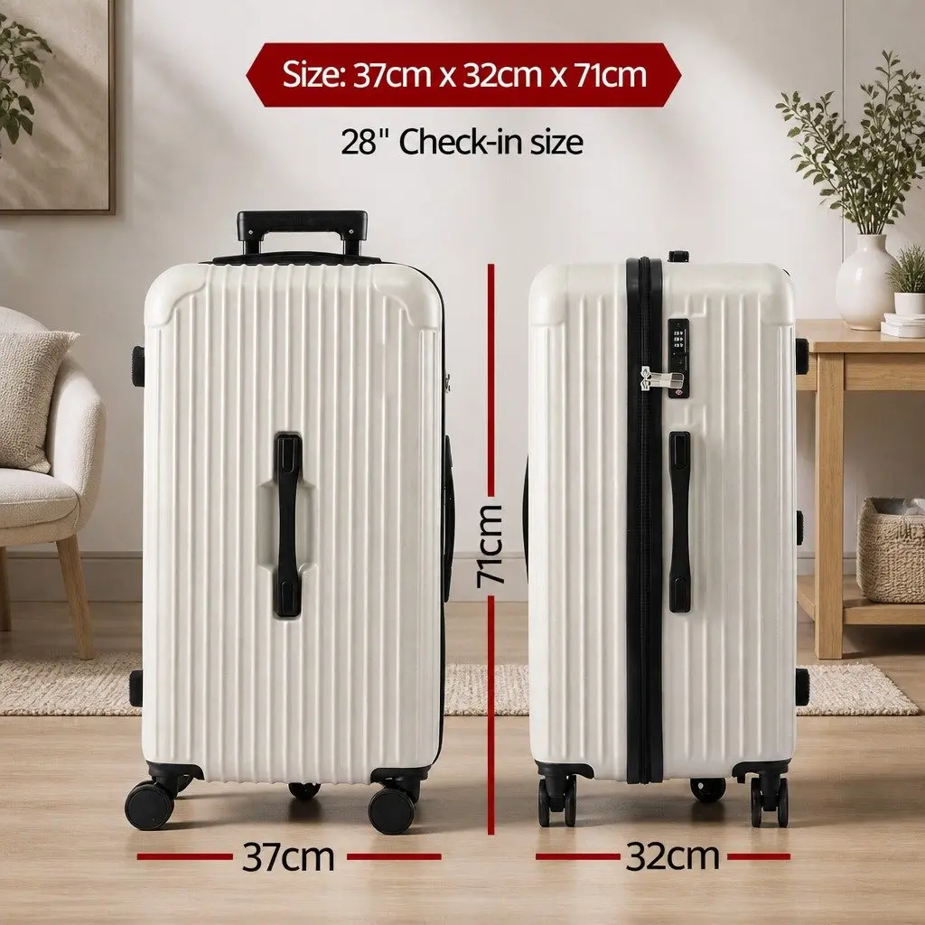 28" Trunk Luggage Suitcase Hard Shell ABS PC Smoky White