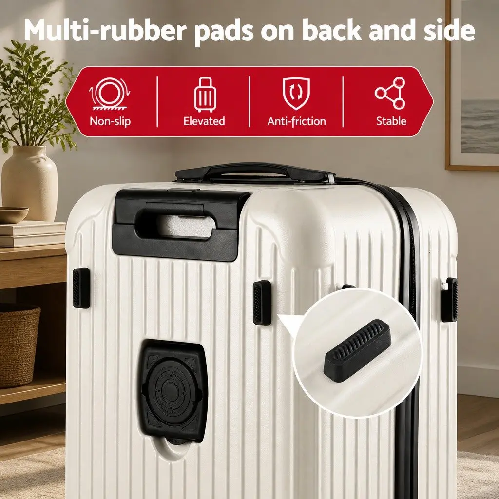 28" Trunk Luggage Suitcase Hard Shell ABS PC Smoky White