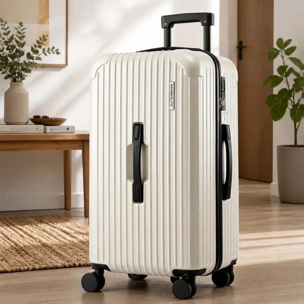 28" Trunk Luggage Suitcase Hard Shell ABS PC Smoky White