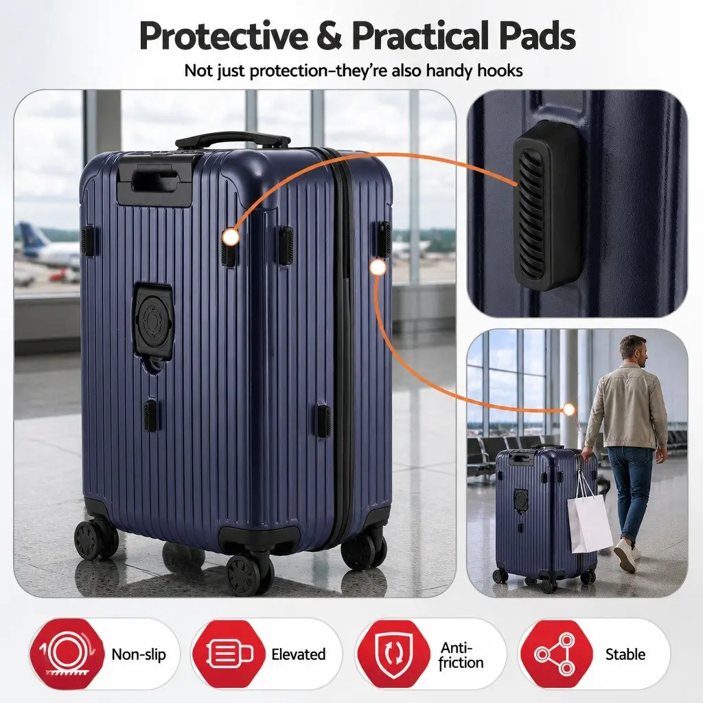 32" Trunk Luggage Suitcase ABS Deep Indigo Travel Case with USB Type-C 5 Wheels