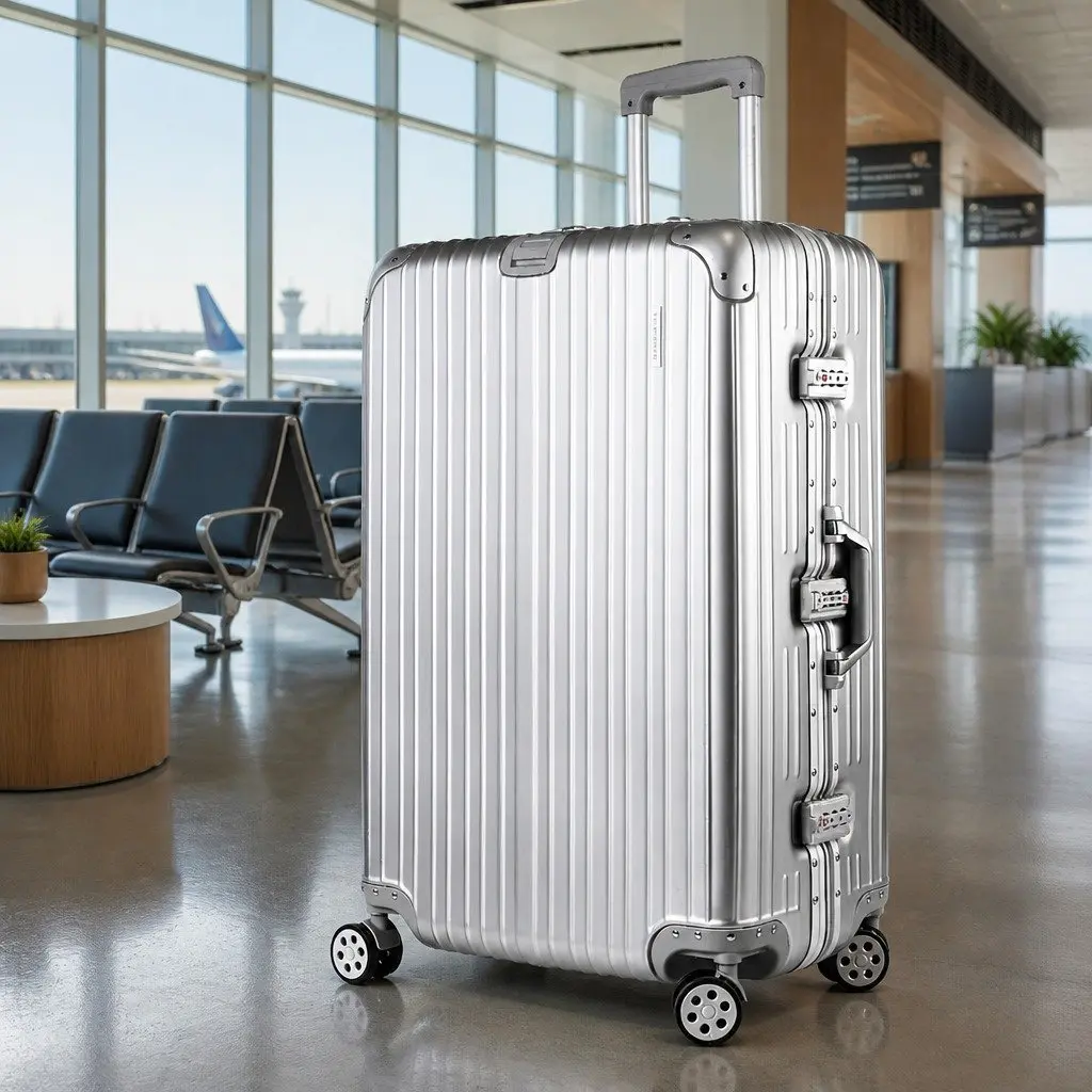 28 Inch Silver Hard Shell Travel Suitcase