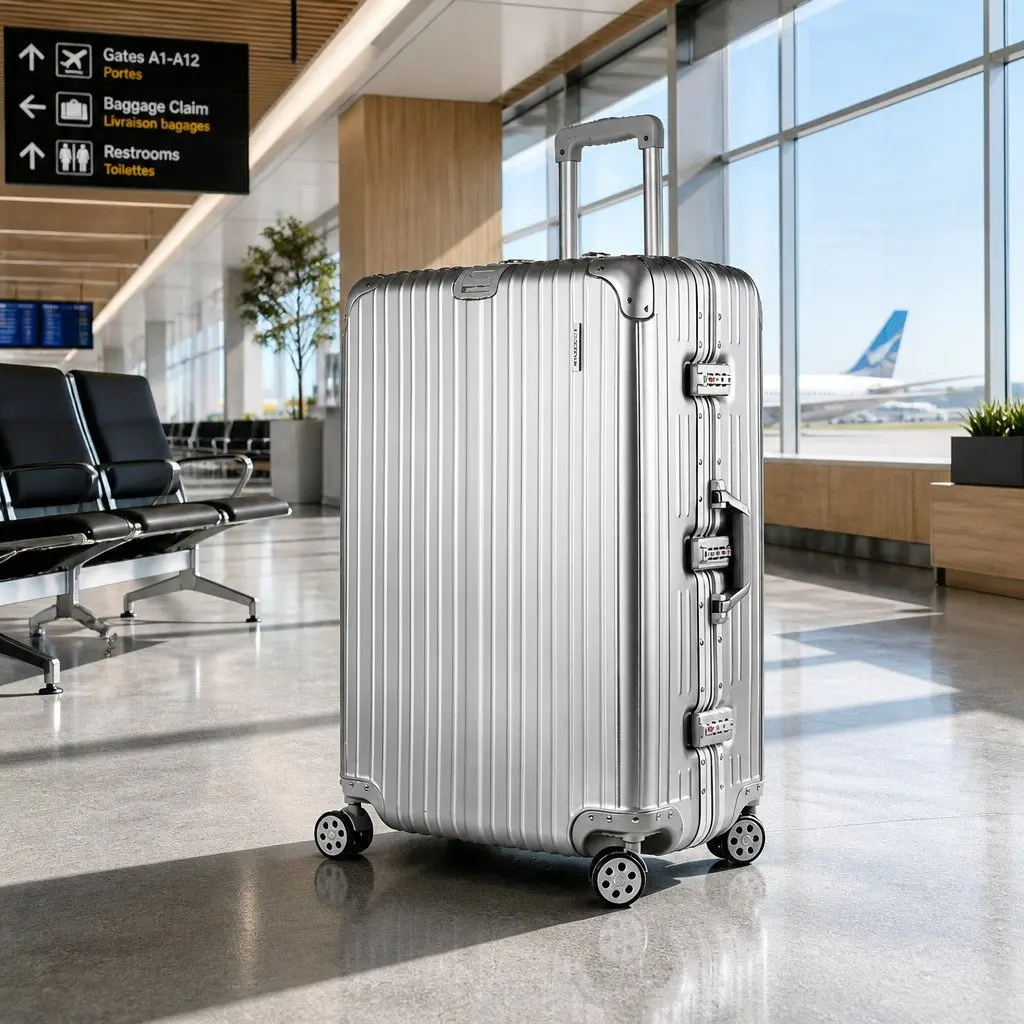 28 Inch Silver Hard Shell Travel Suitcase